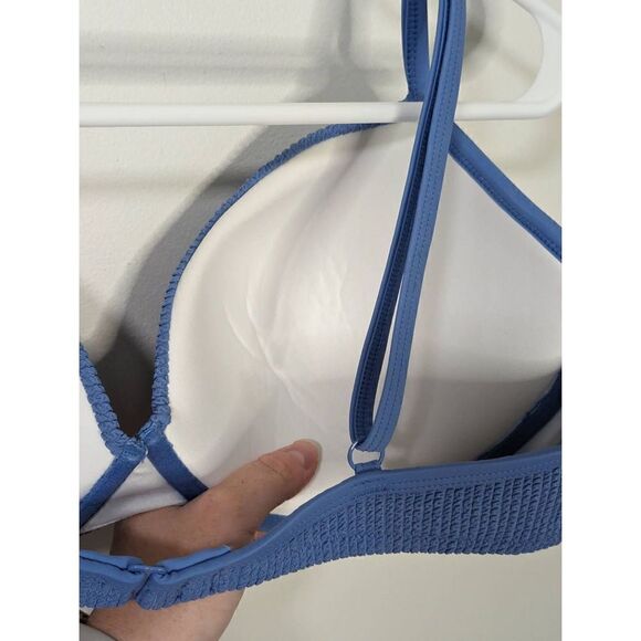 Victoria's Secret Pink Blue Ribbed Padded Push Up Swim Top - Size XXL - Picture 6 of 7